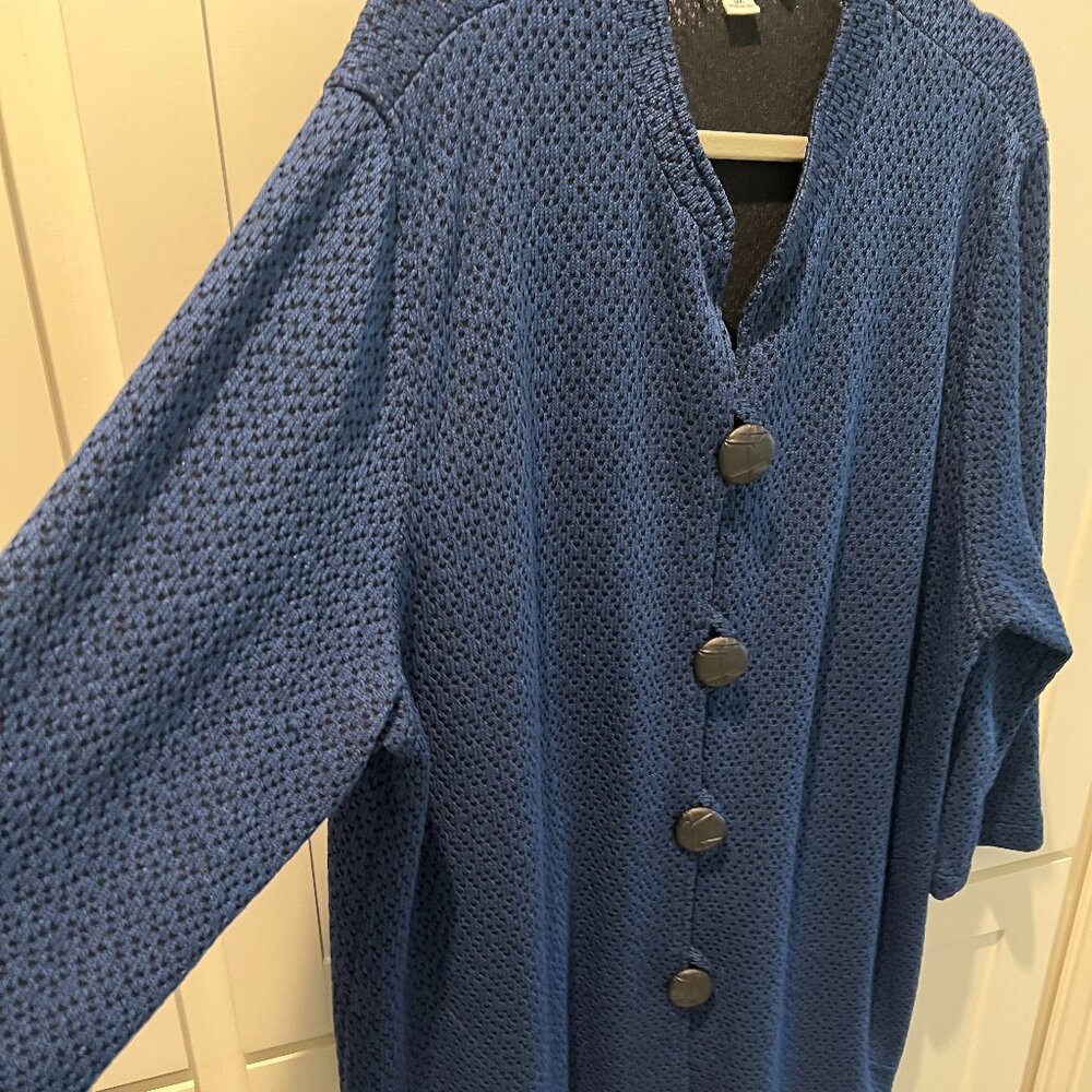 Caroline Rose, Blue and Black Knit Cardigan, Size 3X